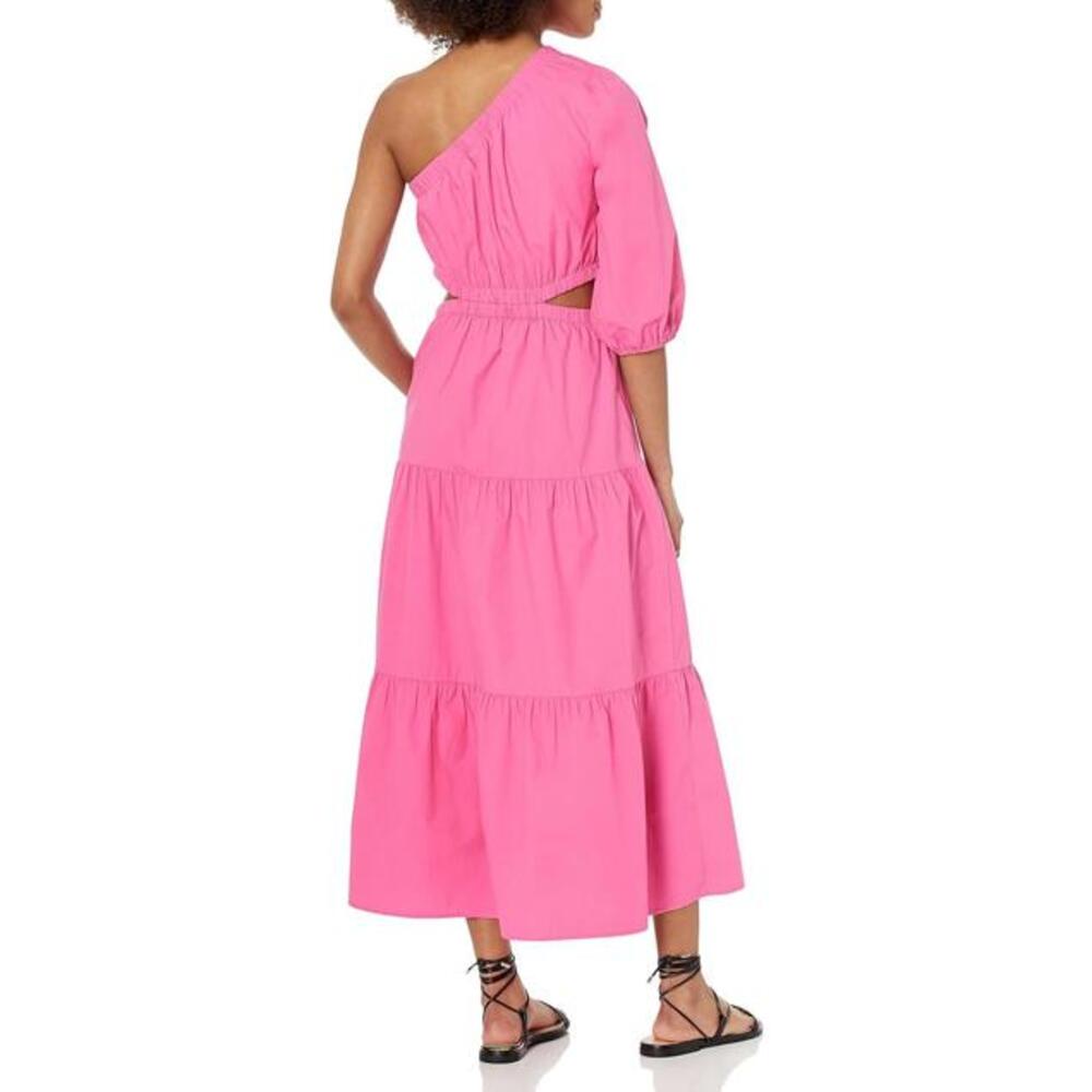 The Drop Women's April One-Shoulder Cutout Tiered Midi Dress, Rose Pink, Large - Picture 2 of 4